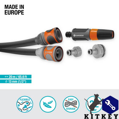Шланг Gardena Liano Life Set текстильний садовий 13 мм (1/2") 20 м (18450-20.000.00)