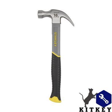 Молоток Fiberglass с весом головки 450 г, с загнутым гвоздодером. STANLEY STHT0-51309