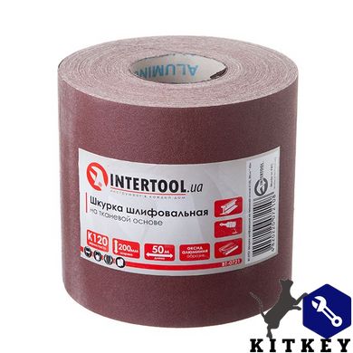 Шлифовальная шкурка на тканевой основе К120, 20 cм x 50 м INTERTOOL BT-0721