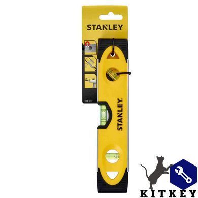 Рівень TORPEDO з алюмінію довжиною 250 мм з 3 капсулами і магнітами STANLEY 0-43-511
