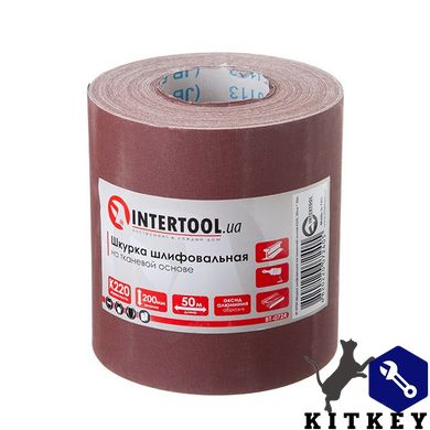 Шлифовальная шкурка на тканевой основе К220, 20 cм x 50 м INTERTOOL BT-0724