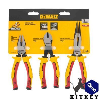 Набор из трех шарнирно-губцевых инструментов LASER HARDENED VDE 1000V DeWALT DWHT82811-0