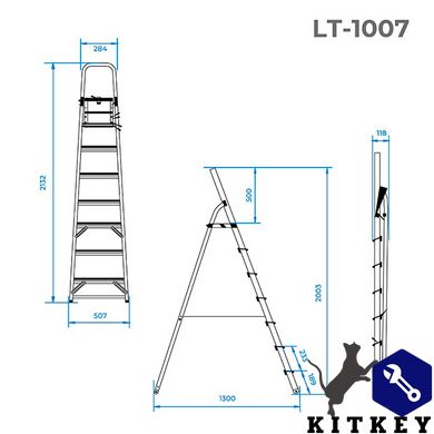 Стрем'янка з алюмінію, 7 сходинок, висота до платформи 1500 мм INTERTOOL LT-1007