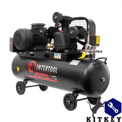 Компресор 100 л, 4 кВт, 380 В, 10 aтм, 600 л/хв., 3 циліндри STORM INTERTOOL PT-0036