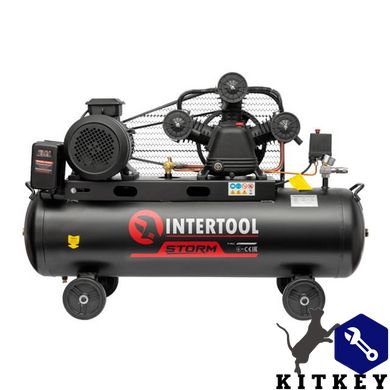 Компресор 100 л, 4 кВт, 380 В, 10 aтм, 600 л/хв., 3 циліндри STORM INTERTOOL PT-0036