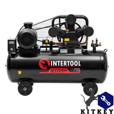 Компрессор 200 л, 7,5 кВт, 380 В, 10 атм, 1050 л/мин., 3 цилиндра INTERTOOL PT-0040