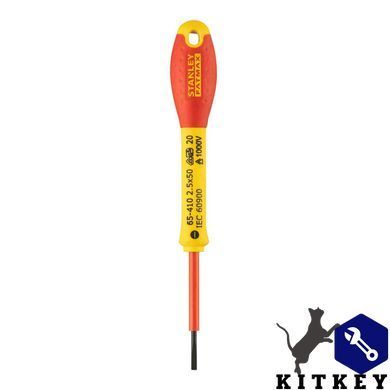 Отвертка электрика FatMax VDE 1000V изолированная с жалом под шлиц SL2.5 длиной 50 мм STANLEY 0-65-410