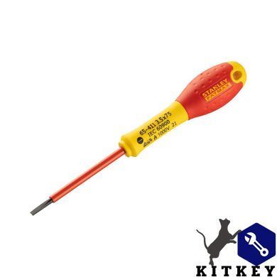 Отвертка электрика FatMax VDE 1000V изолированная с жалом под шлиц SL3.5 длиной 75 мм STANLEY 0-65-411