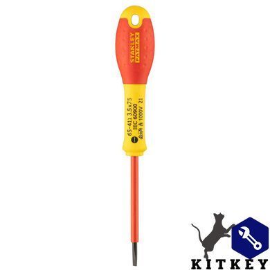 Отвертка электрика FatMax VDE 1000V изолированная с жалом под шлиц SL3.5 длиной 75 мм STANLEY 0-65-411