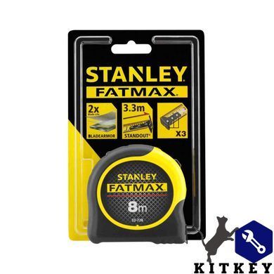 Рулетка измерительная FatMax Blade Armor длина 8 м, ширина 32 мм в корпусе из АВС-пластика STANLEY 0-33-728