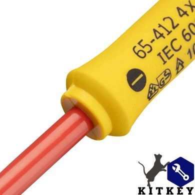 Отвертка электрика FatMax VDE 1000V изолированная с жалом под шлиц SL4 длиной 100 мм STANLEY 0-65-412