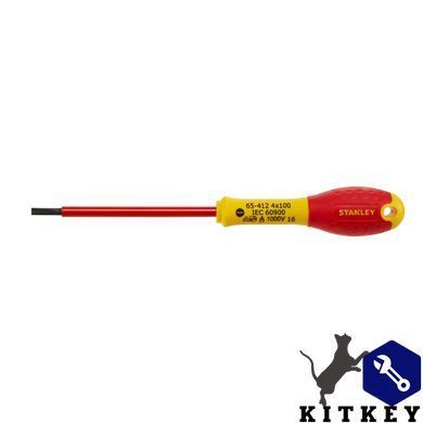 Отвертка электрика FatMax VDE 1000V изолированная с жалом под шлиц SL4 длиной 100 мм STANLEY 0-65-412