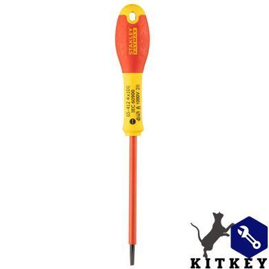 Отвертка электрика FatMax VDE 1000V изолированная с жалом под шлиц SL4 длиной 100 мм STANLEY 0-65-412