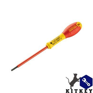 Отвертка электрика FatMax VDE 1000V изолированная с жалом под шлиц SL4 длиной 100 мм STANLEY 0-65-412