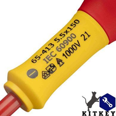 Отвертка электрика FatMax VDE 1000V изолированная с жалом под шлиц SL5,5 длиной 150 мм STANLEY 0-65-413