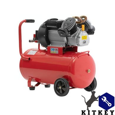 Компресор 50 л, 4 HP, 3 кВт, 220 В, 10 aтм, 420 л/хв, 2 циліндри. INTERTOOL PT-0007