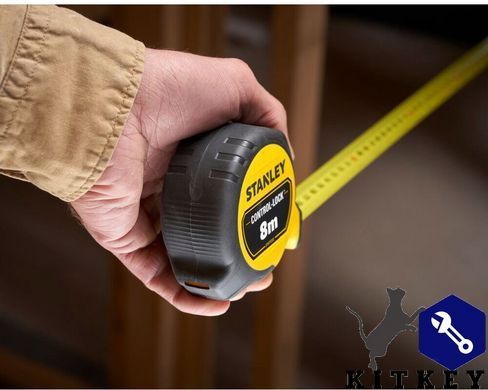 Рулетка измерительная CONTROL-LOCK длиной 8 м, шириной 25 мм, в прорезиненном корпусес, двухсторонней шкалой STANLEY STHT37232-0