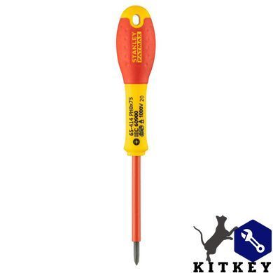 Отвертка электрика FatMax VDE 1000V изолированная с жалом под шлиц Ph0 длиной 75 мм STANLEY 0-65-414