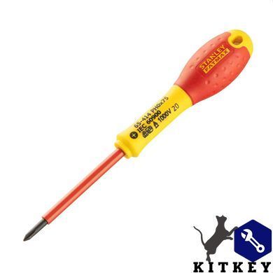 Отвертка электрика FatMax VDE 1000V изолированная с жалом под шлиц Ph0 длиной 75 мм STANLEY 0-65-414
