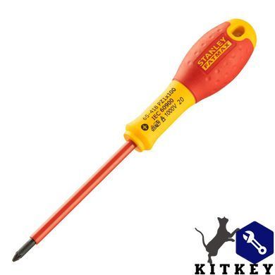 Отвертка электрика FatMax VDE 1000V изолированная с жалом под шлиц Pz1 длиной 100 мм STANLEY 0-65-418