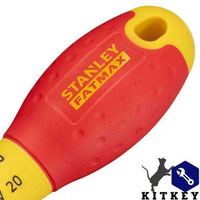 Отвертка электрика FatMax VDE 1000V изолированная с жалом под шлиц Pz1 длиной 100 мм STANLEY 0-65-418