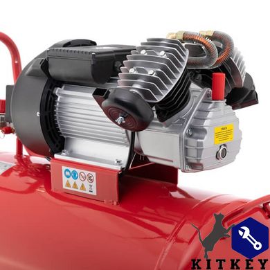 Компресор 100 л, 3 кВт, 220 В, 10 aтм, 420 л/хв, 2 циліндри. INTERTOOL PT-0008