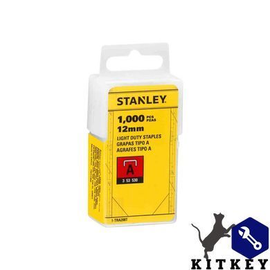 Скоби тип А висотою 12 мм, для степлера ручного Light Duty, в упаковці 1000 шт STANLEY 1-TRA208T