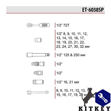 Набор инструментов 38 ед. 1/2" INTERTOOL ET-6038SP