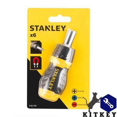 Отвертка - набор Multibit Stubby, реверсивная, с шестью сменными битами STANLEY 0-66-358