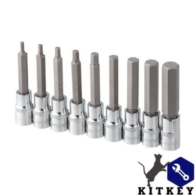 Набор бит HEX 1/2" 4-17, 100 мм, S2, STORM INTERTOOL ET-8406