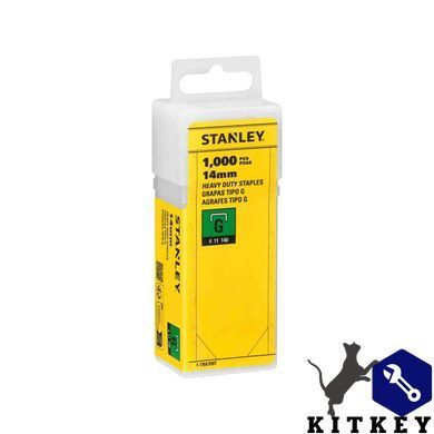 Скоби тип G висотою 14 мм для степлера Heavy Duty, в упаковці 1000 шт STANLEY 1-TRA709T